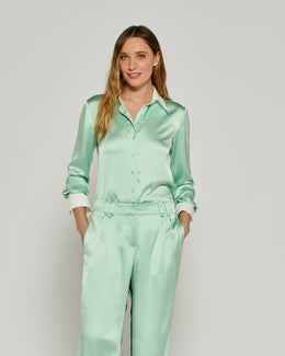 Satin Serena Shirt - Mint