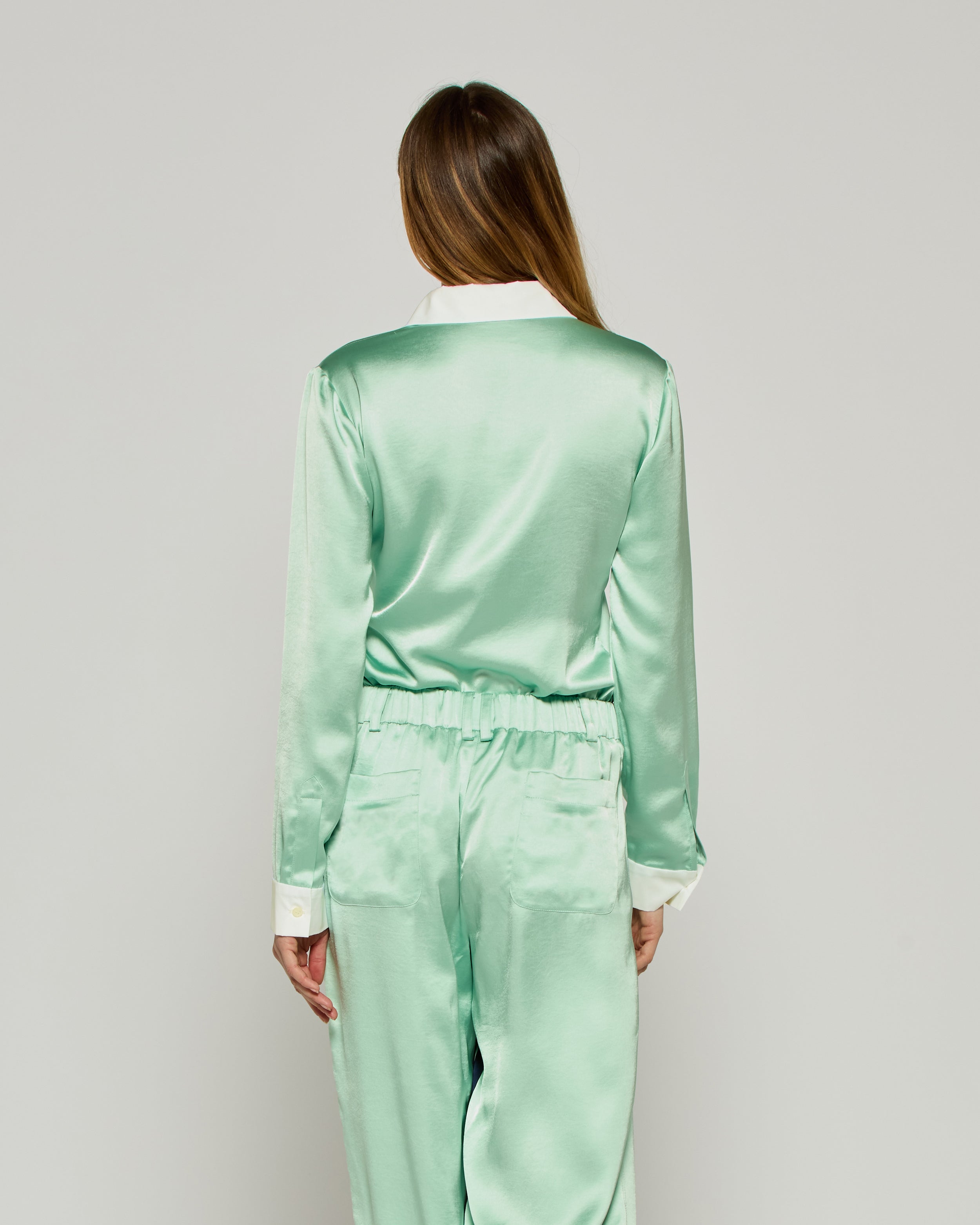 Satin Serena Shirt - Mint