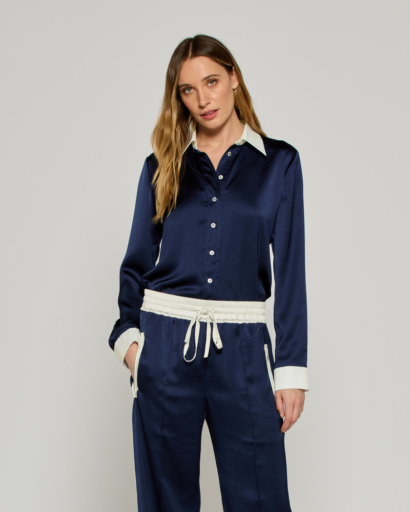 Satin Serena Shirt - Dark Navy picture #1