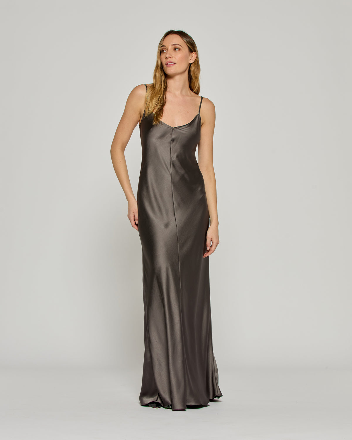 Satin Slip Dress '25 - Charcoal