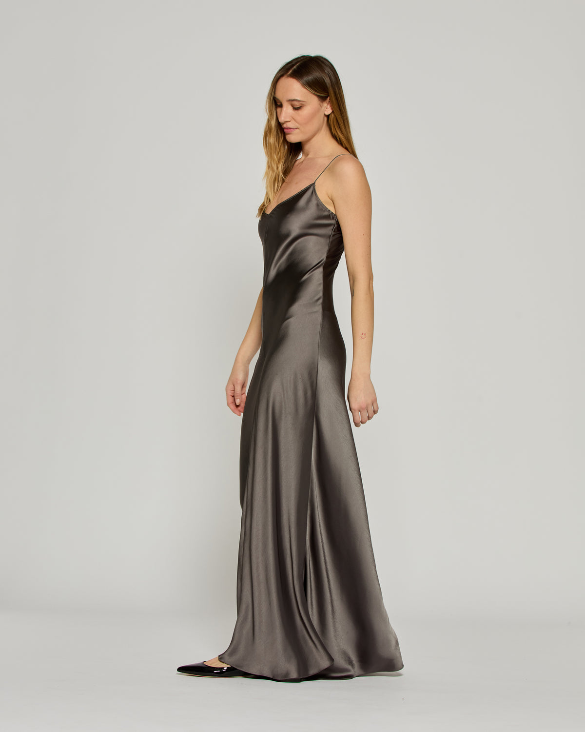 Satin Slip Dress '25 - Charcoal