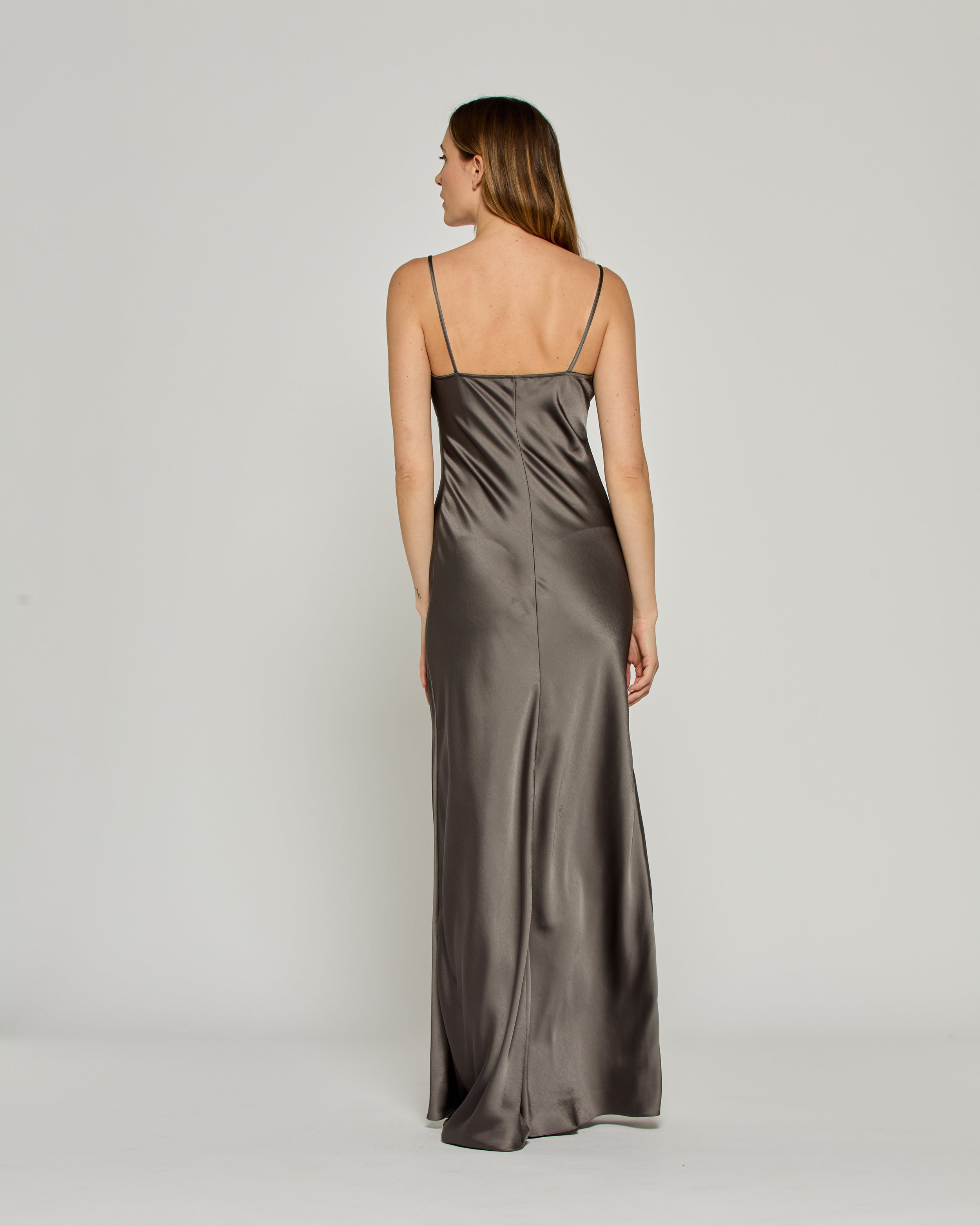 Satin Slip Dress '25 - Charcoal