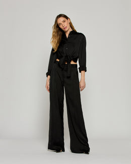 Satin Stripe Serena Trouser - Black