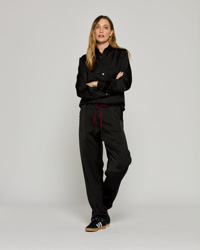 Satin Stripe Utility Jogger - Black SERENA BUTE