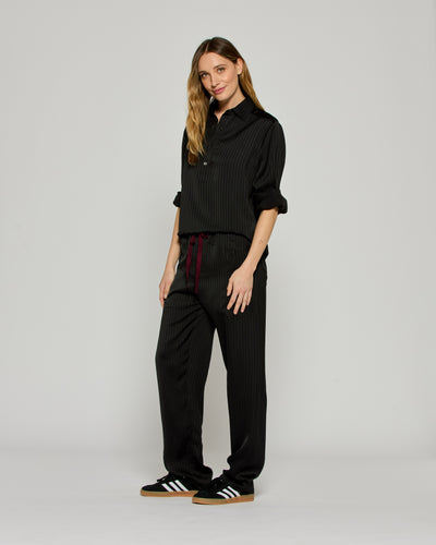 Satin Stripe Utility Jogger - Black SERENA BUTE