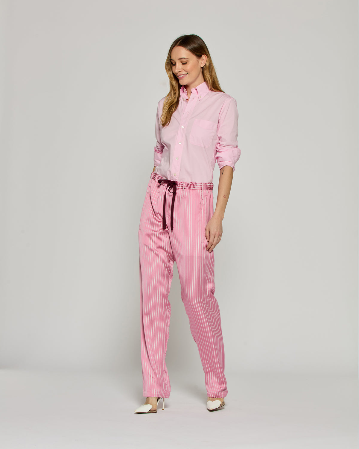 Satin Stripe Utility Jogger - Pink