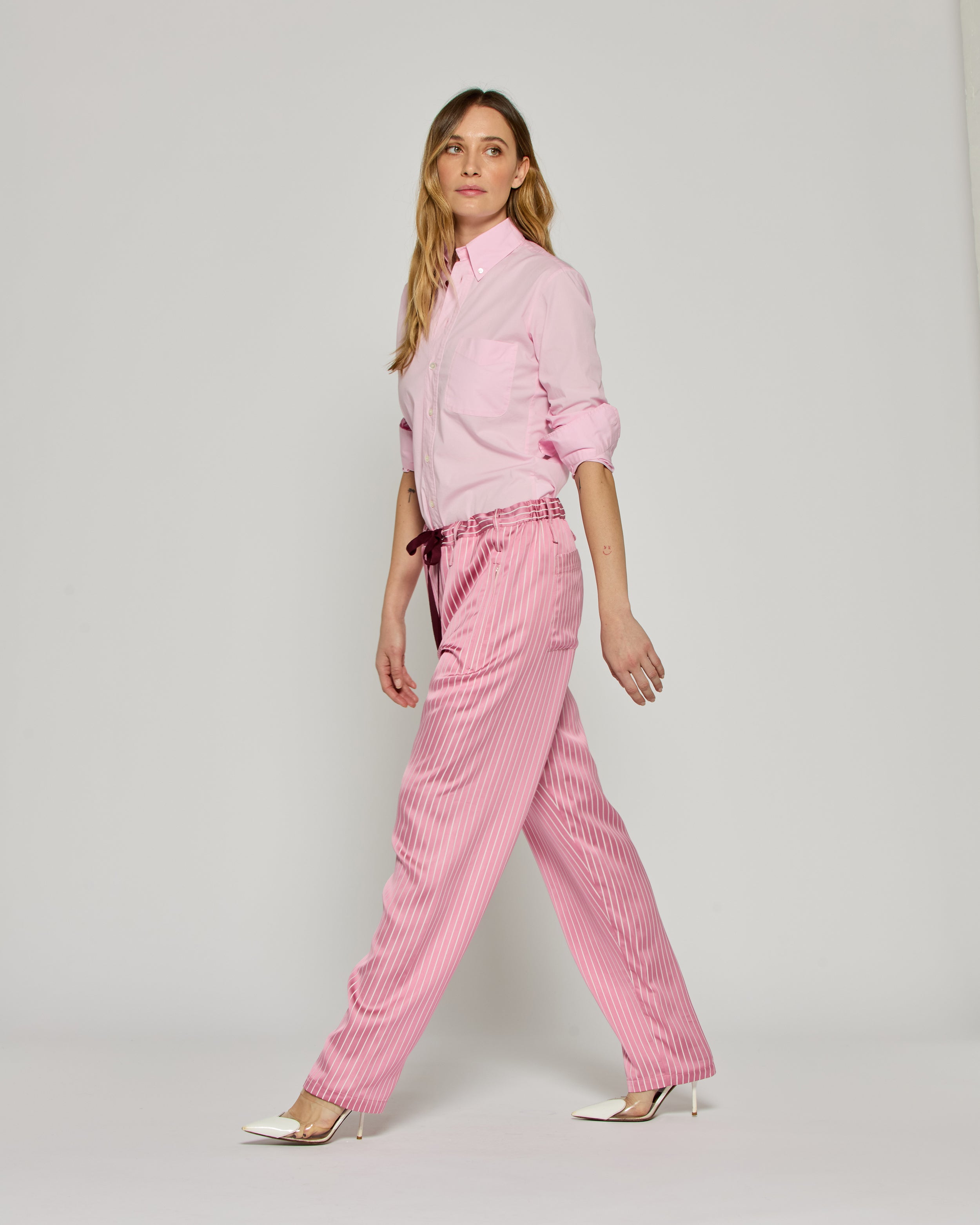 Satin Stripe Utility Jogger - Pink