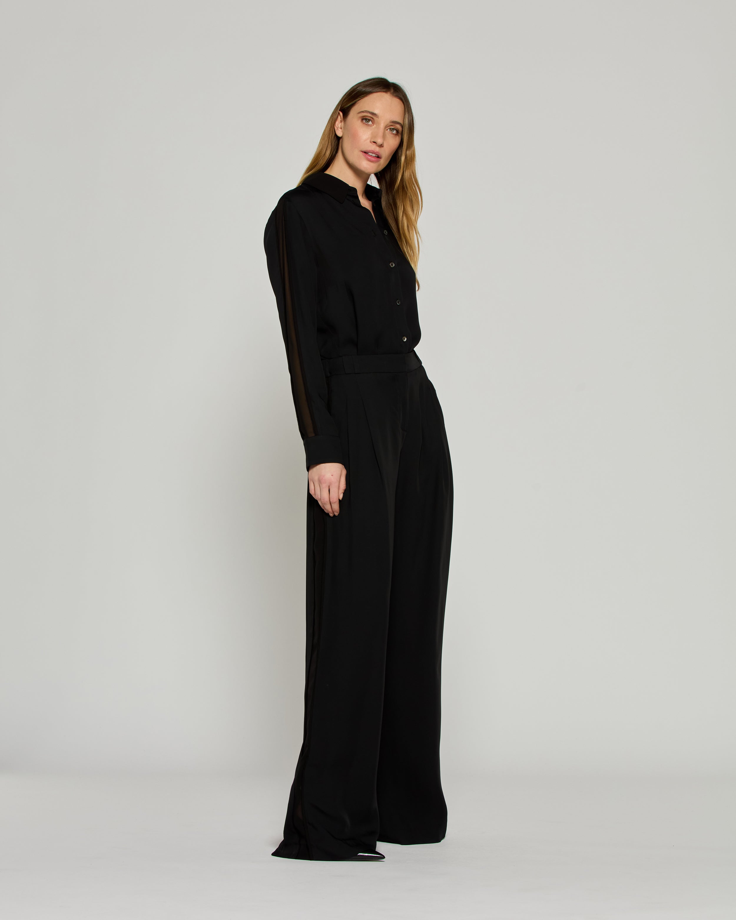 Serena Trouser with Georgette Trim - Black