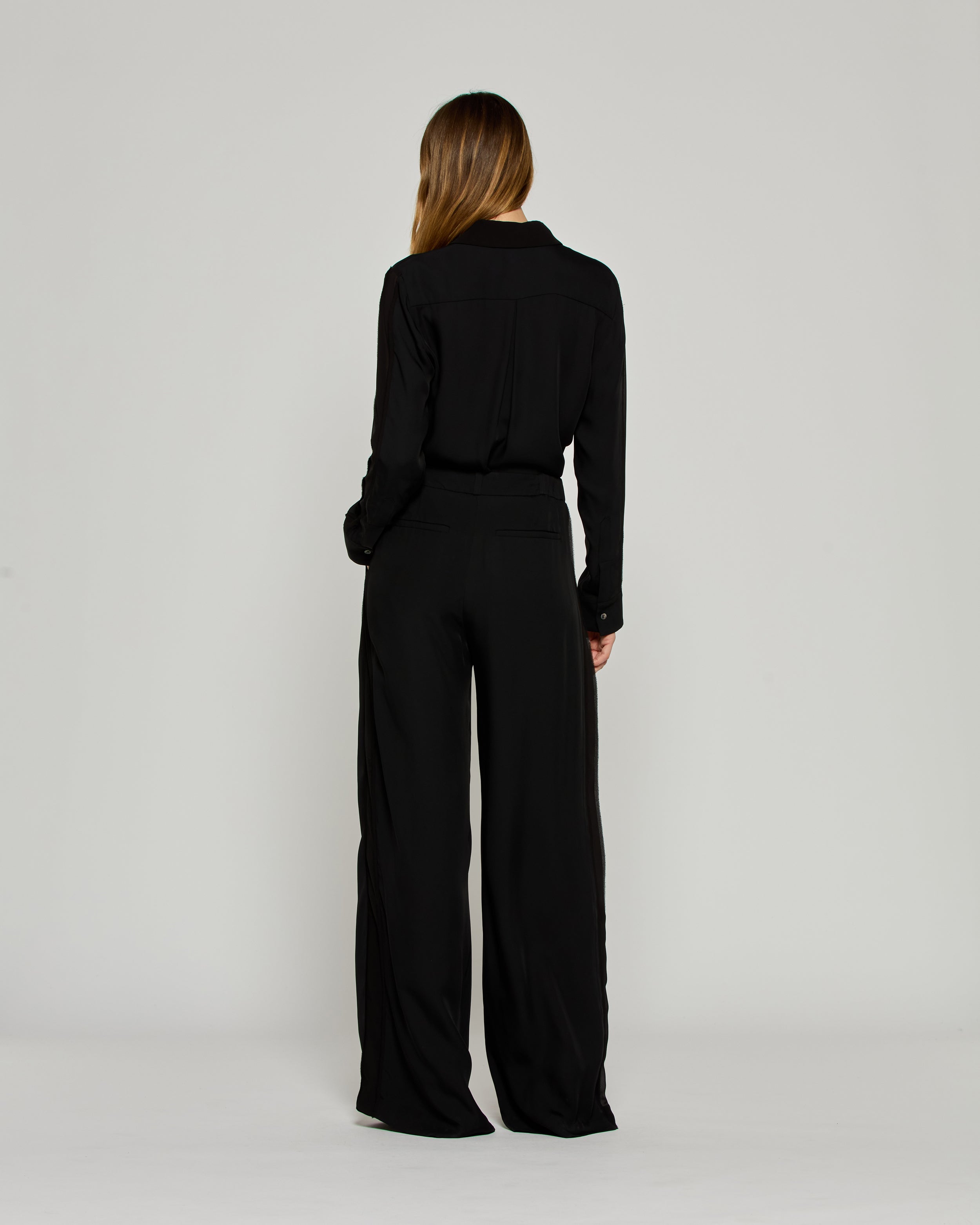 Serena Trouser with Georgette Trim - Black