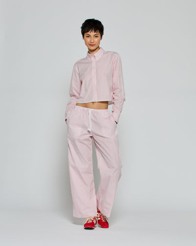 Striped Cropped Jogger - Red/White SERENA BUTE