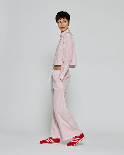 Striped Cropped Jogger - Red/White SERENA BUTE