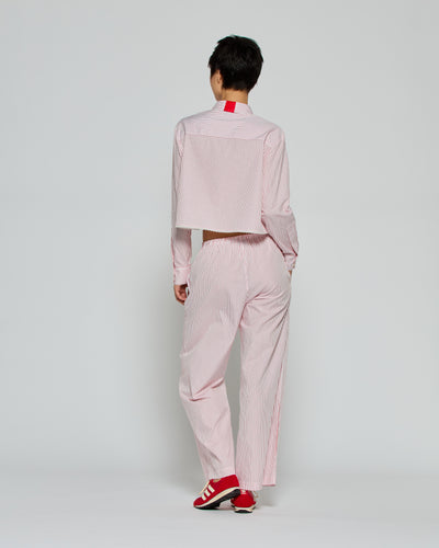 Striped Cropped Jogger - Red/White SERENA BUTE