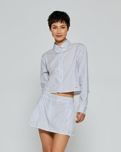 Striped Cropped Shirt - Navy/White SERENA BUTE