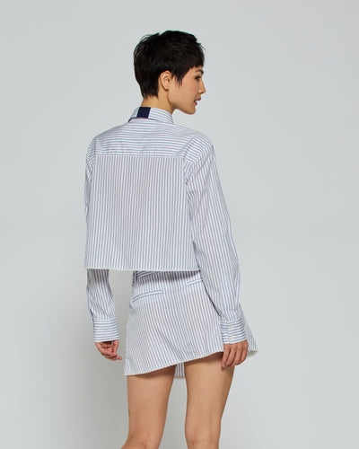 Striped Cropped Shirt - Navy/White SERENA BUTE
