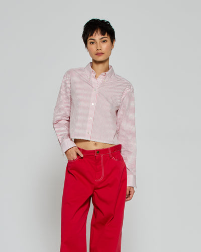 Striped Cropped Shirt - Red/White SERENA BUTE
