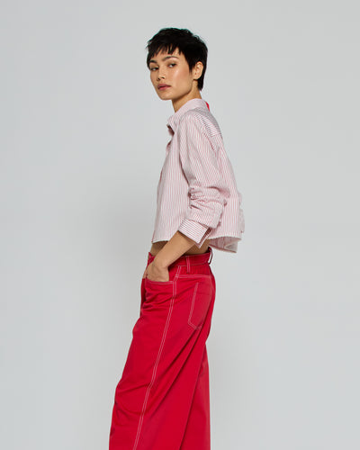 Striped Cropped Shirt - Red/White SERENA BUTE