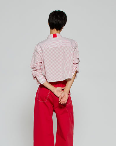 Striped Cropped Shirt - Red/White SERENA BUTE