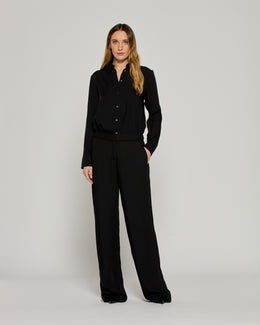Tailored Trouser with Georgette Trim - Black
