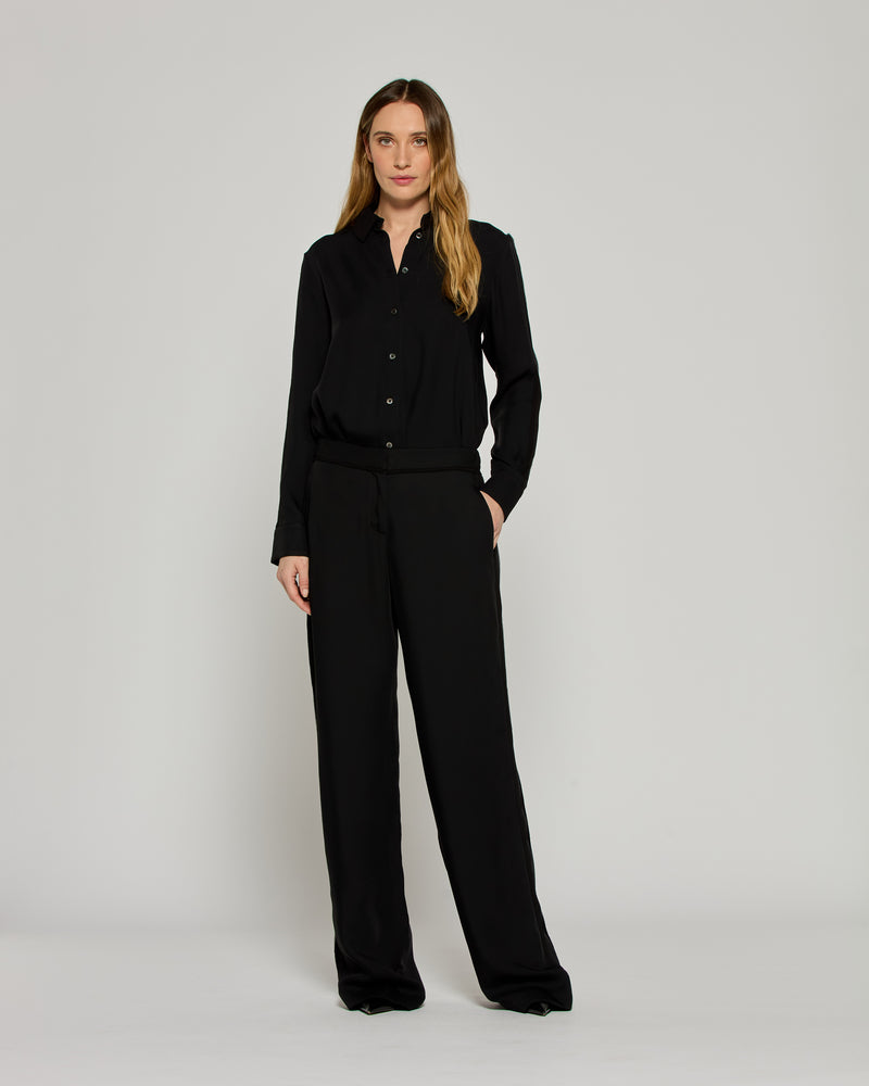 Tailored Trouser with Georgette Trim - Black picture #1