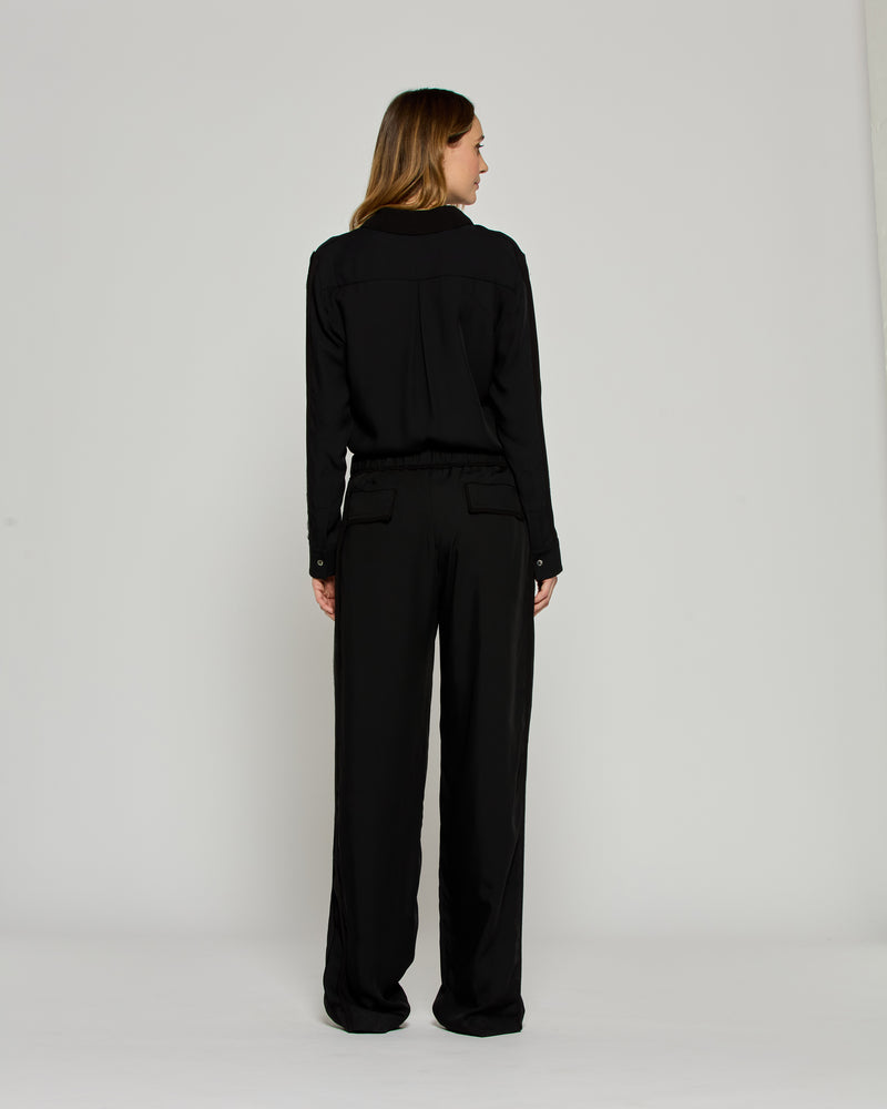 Tailored Trouser with Georgette Trim - Black picture #4