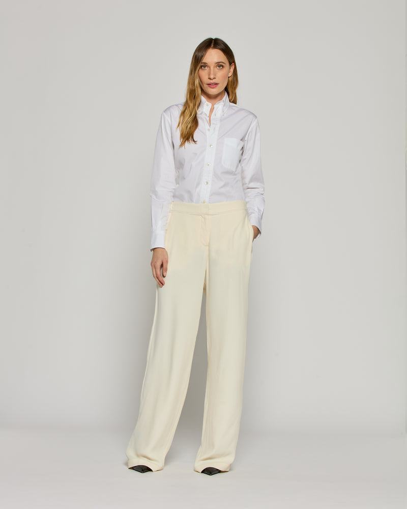 Tailored Trouser with Georgette Trim - Cream picture #1