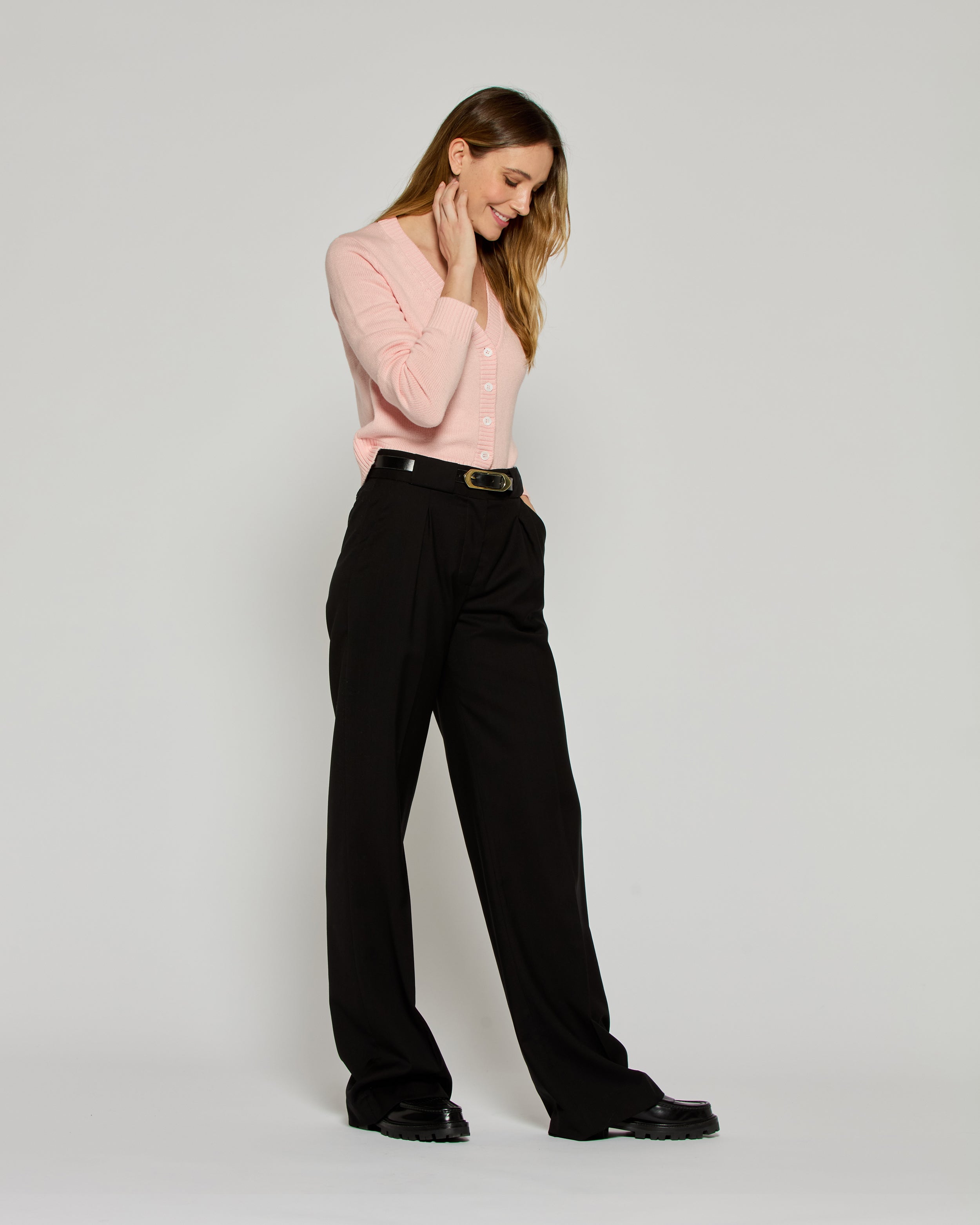 Wool Pleated Trouser - Black