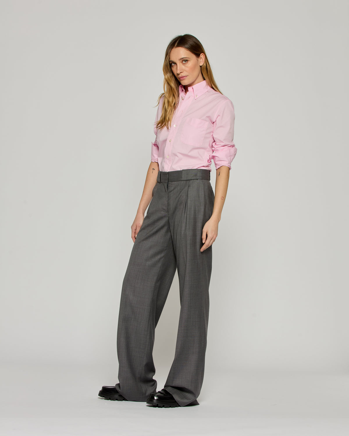 Wool Pleated Trouser - Dark Grey