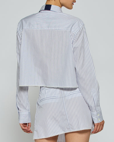 Striped Cropped Shirt - Navy/White SERENA BUTE