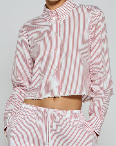 Striped Cropped Shirt - Red/White SERENA BUTE