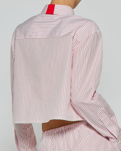 Striped Cropped Shirt - Red/White SERENA BUTE