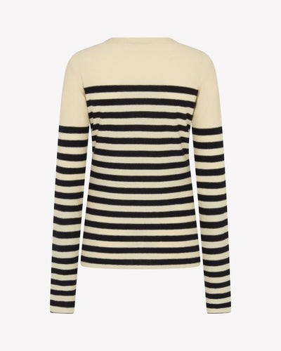 Striped Fitted Jumper - Cream / Navy Blue SERENA BUTE