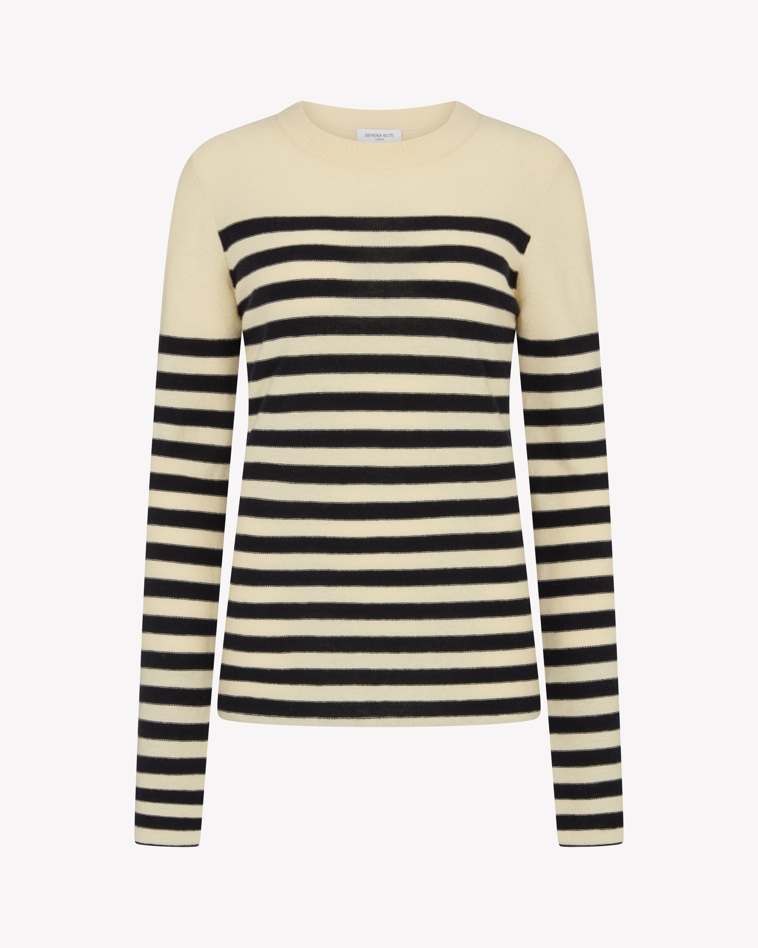 Striped Fitted Jumper - Cream / Navy Blue