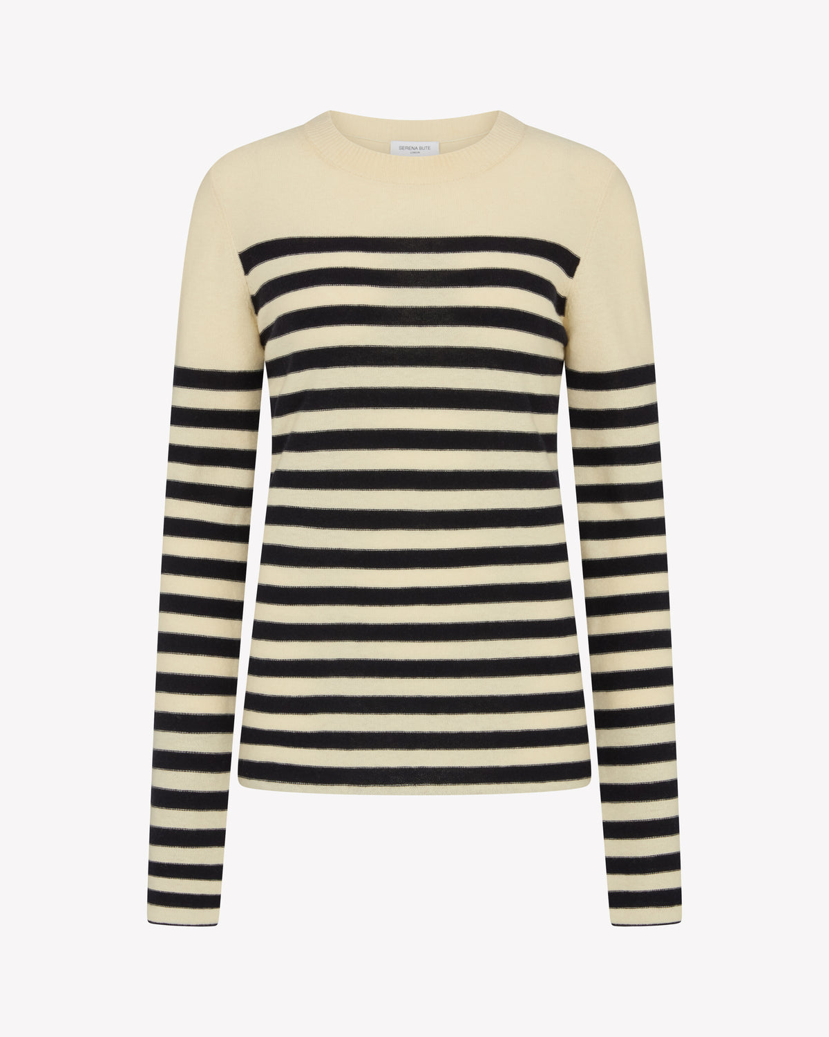 Striped Fitted Jumper - Cream / Navy Blue