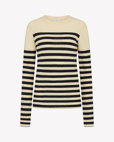Striped Fitted Jumper - Cream / Navy Blue SERENA BUTE