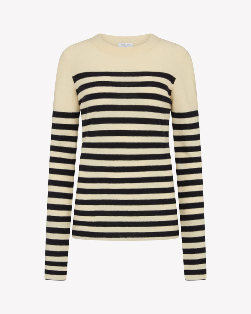 Striped Fitted Jumper - Cream / Navy Blue picture #2