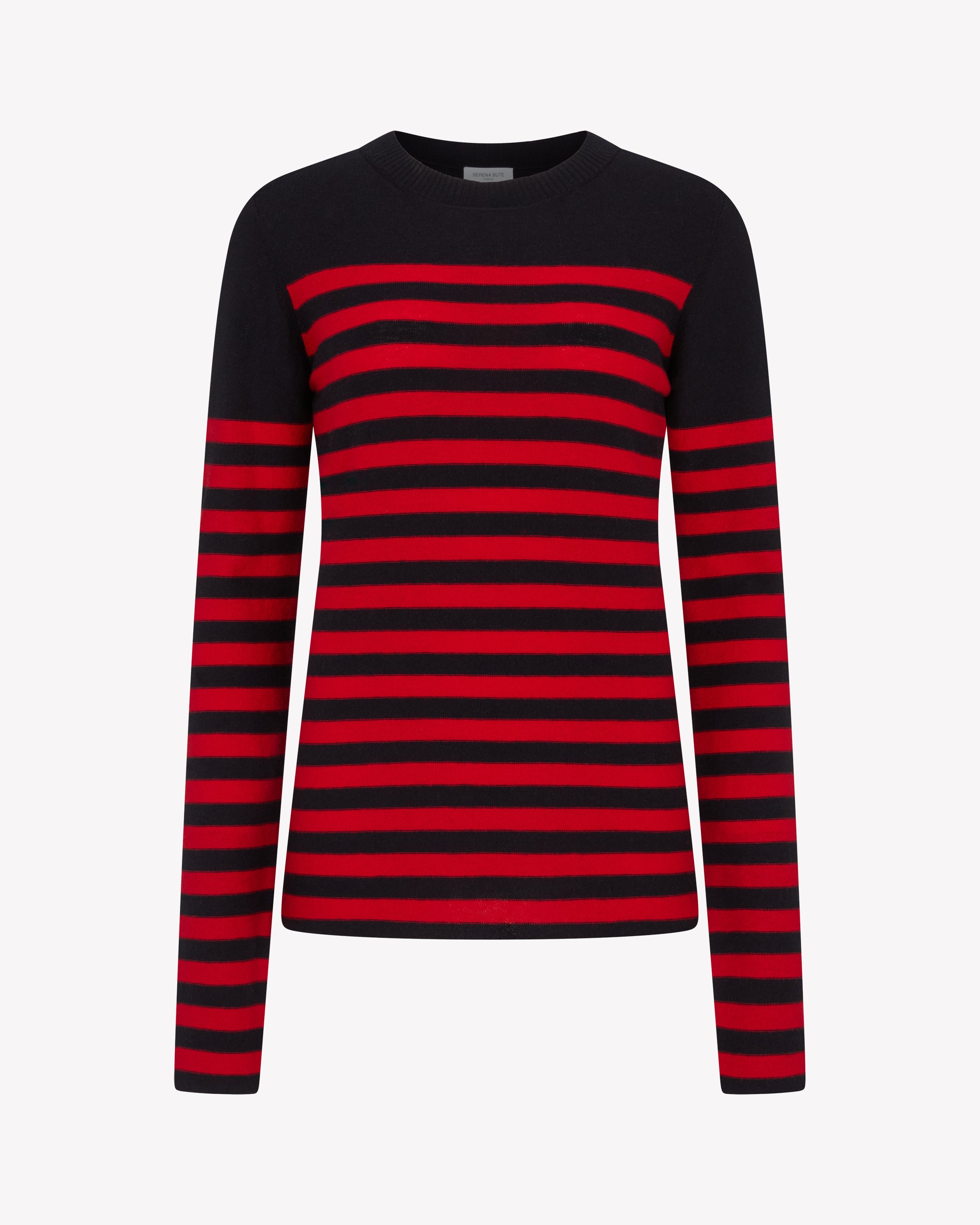 Striped Fitted Jumper - Navy Blue / Red