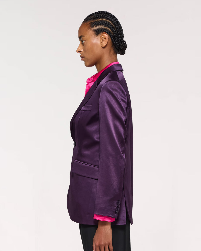 Satin Boyfriend Blazer - Aubergine picture #4