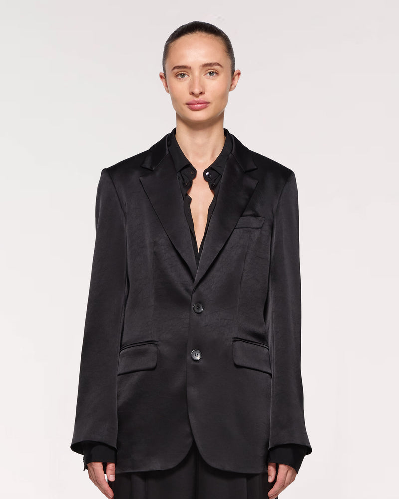 Satin Boyfriend Blazer - Black picture #3