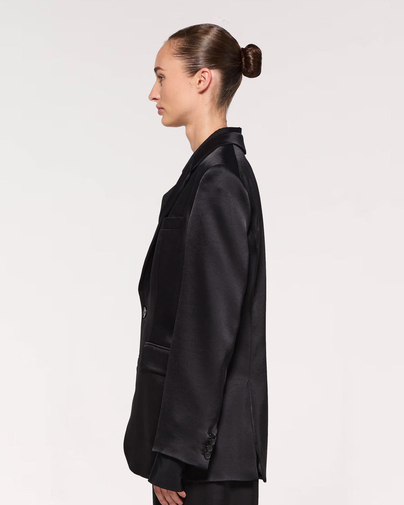 Satin Boyfriend Blazer - Black picture #4