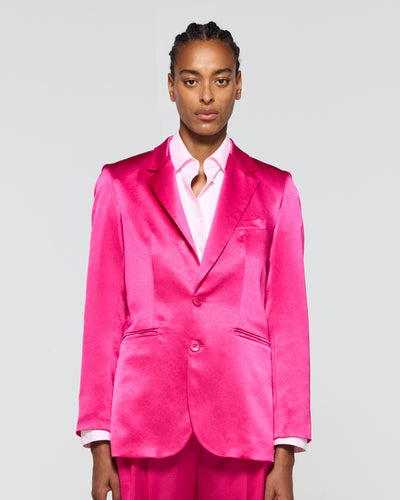 Satin Boyfriend Blazer - Fuschia SERENA BUTE