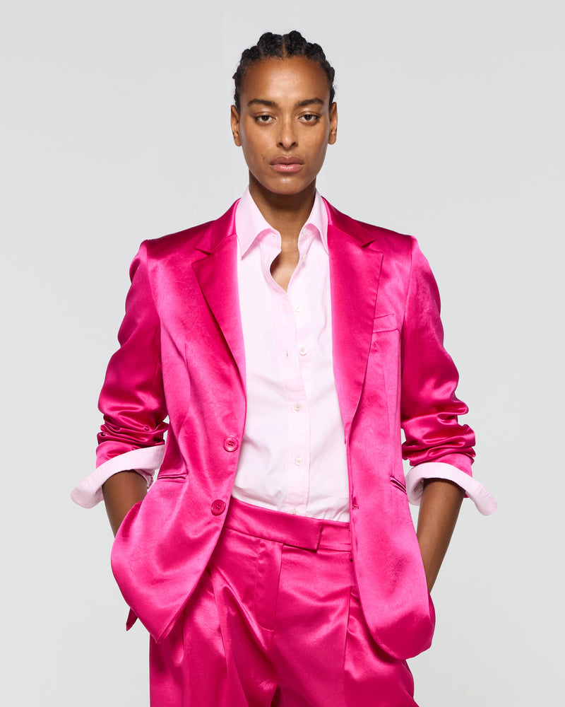Satin Boyfriend Blazer - Fuschia picture #3
