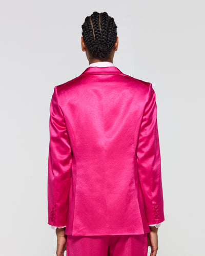 Satin Boyfriend Blazer - Fuschia SERENA BUTE