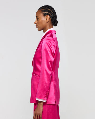 Satin Boyfriend Blazer - Fuschia SERENA BUTE