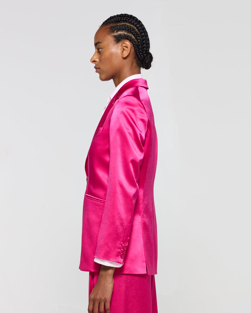 Satin Boyfriend Blazer - Fuschia SERENA BUTE