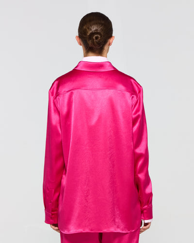 Satin Boyfriend Shirt - Fuschia SERENA BUTE