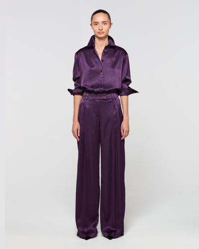 Satin Serena Trouser - Aubergine SERENA BUTE