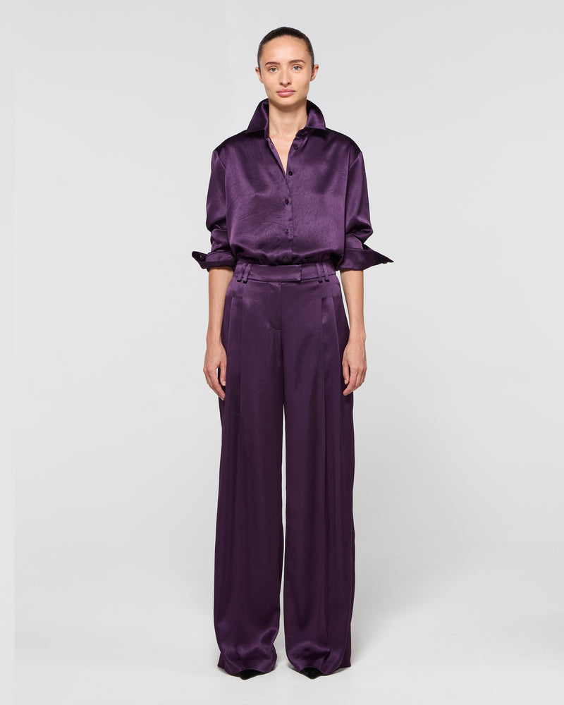 Satin Serena Trouser - Aubergine picture #2