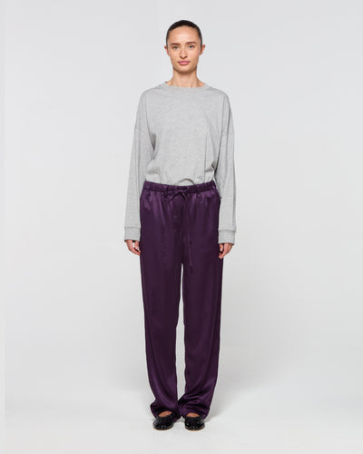 Satin Tapered Jogger - Aubergine SERENA BUTE
