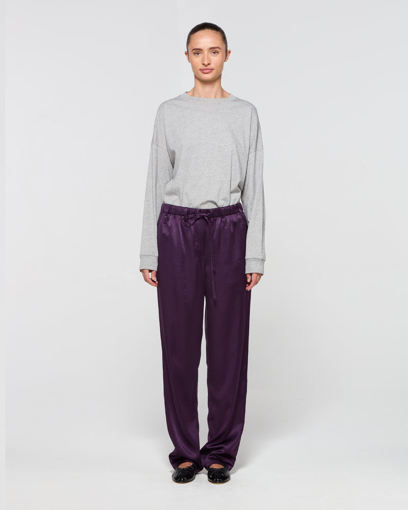 Satin Tapered Jogger - Aubergine picture #2