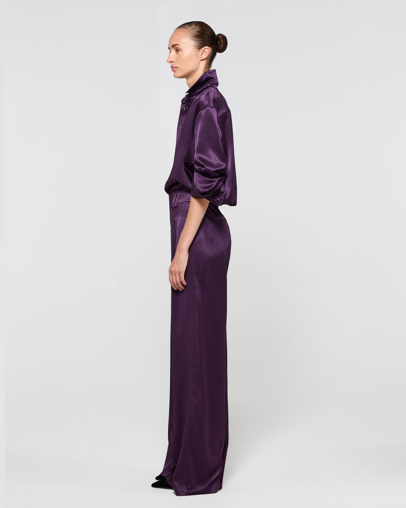 Satin Serena Trouser - Aubergine picture #4